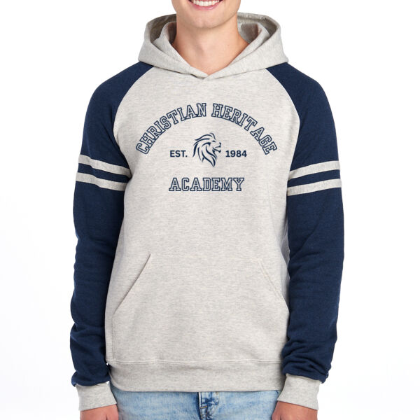 Jerzees Unisex NuBlend Varsity Colorblock Hooded Sweatshirt - Printed Logo Thumbnail